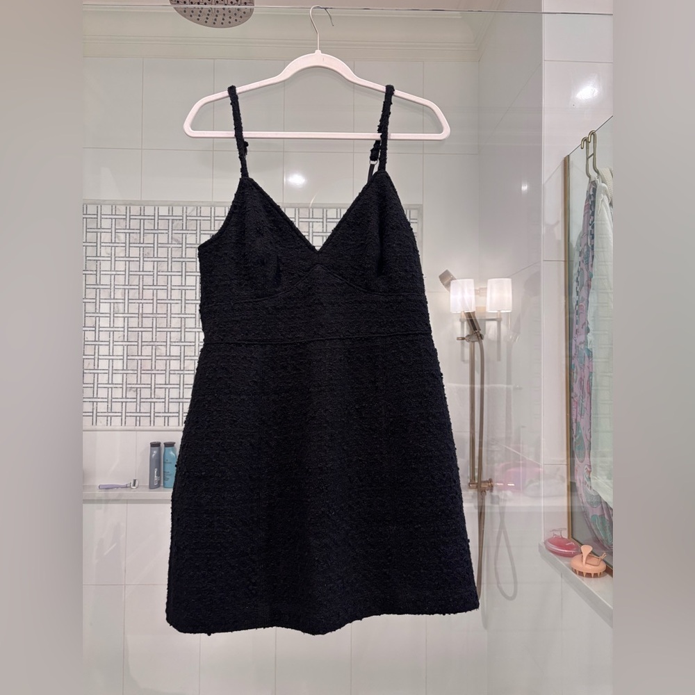 Abercrombie & Fitch Black Textured Tweed Mini Dress
